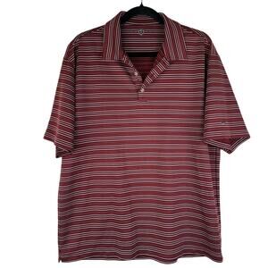 Nike Golf Maroon Red & Gray Striped Polo Shirt Men’s Size Large Sporty Athletic